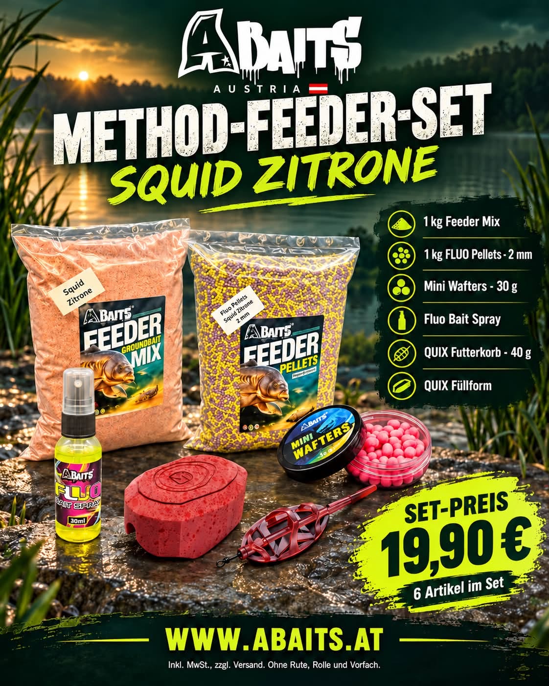 ABaits Method-Feeder-Set Squid Zitrone – 6-teilig